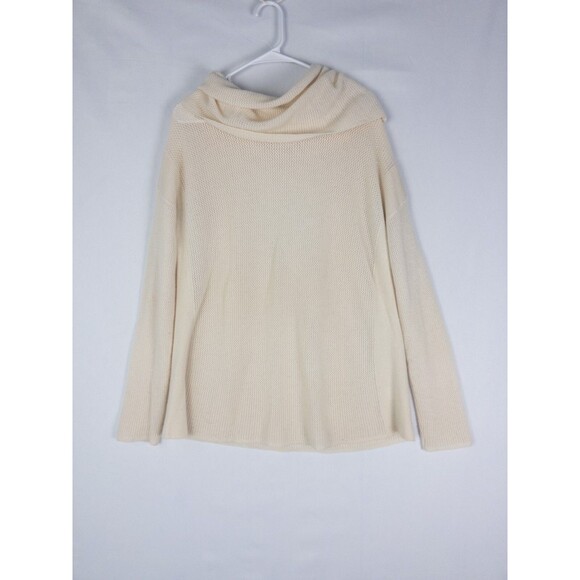Cashmere Sweater Womens Medium Pullover Ivory Knit Roll Neck Long Sleeve - Picture 1 of 7